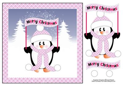 Merry Christmas Penguin Card Topper