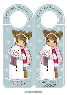 Angelica with Snowman Door Hanger