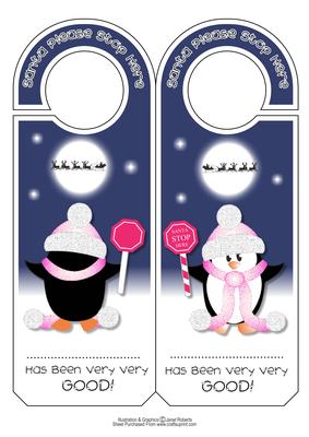 Santa Stop Here Penguin Door Hanger