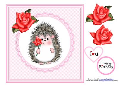 Hedgy with Rose Hedgehog Topper