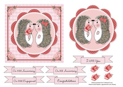 Mr & Mrs Hedgy Engagement/anniversary Topper