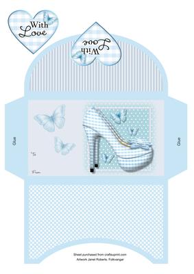 Blue Gingham Shoes Money Wallet