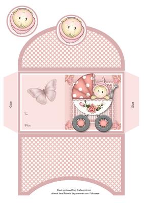 Baby Girl in Pram Money Wallet