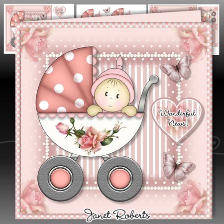 Baby Girl in Pram Mini Kit