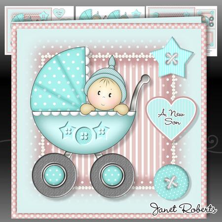 Baby Boy in Pram Mini Kit