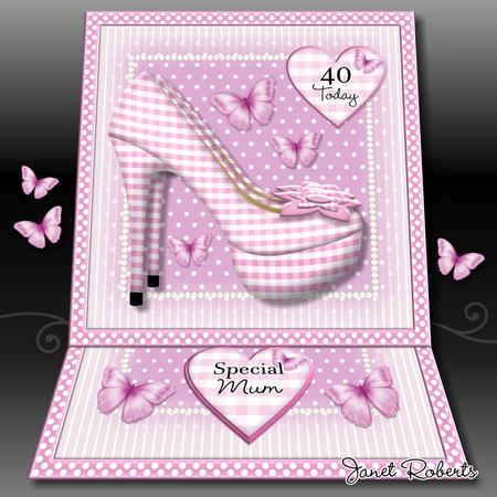 Pink Gingham Shoes Easel Card