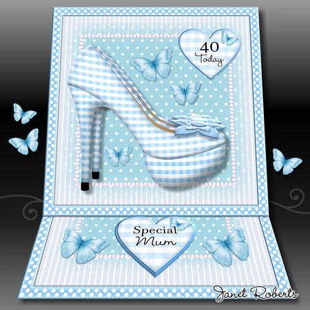 Blue Gingham Shoes Easel Card
