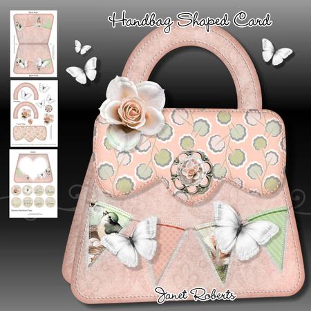 Peach Butterfly Handbag Shaped Card