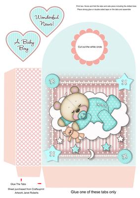 Baby Boy Sleeping Teddy Large Gift Bag