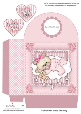 Baby Girl Sleeping Teddy Large Gift Bag