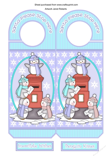 Penguin Post Box Christmas Door Hanger