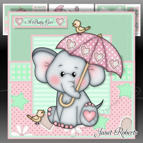 Ella with Umbrella Pink Mini Kit - New Baby/Baby Shower