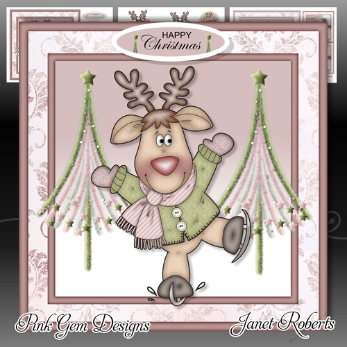 Ice Skating Jingles Reindeer Pink Mini Kit