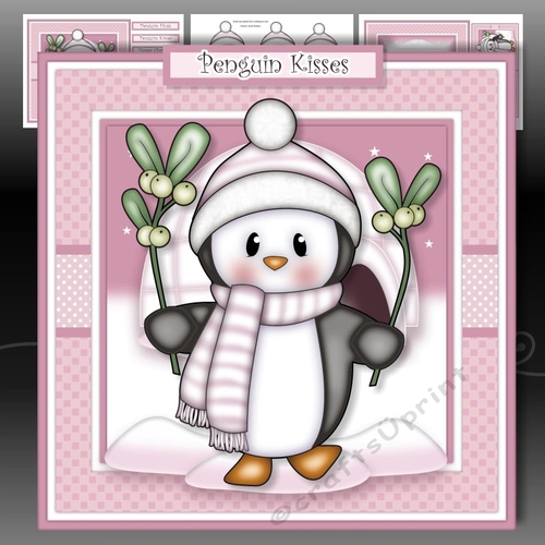 Penguin with Mistletoe Pink Mini Kit