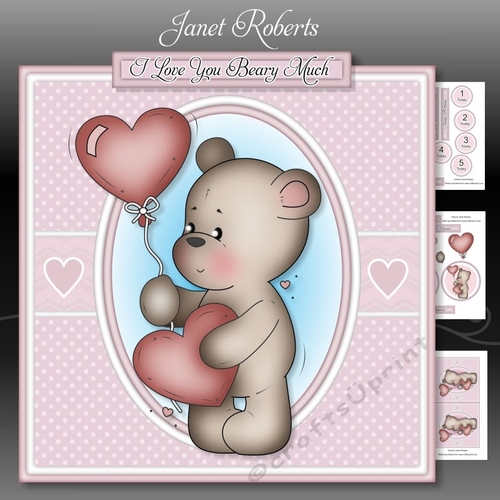 Valentine Bear Pink Mini Kit. Birthday or Valentine with Ages