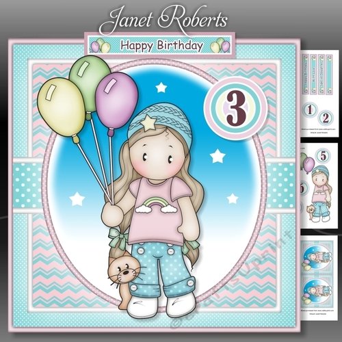 Chloe with Balloons Mini Kit with Optional Age Badges 1 to 6 yrs