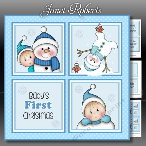 Baby Boy 1st Christmas Squares Mini Kit