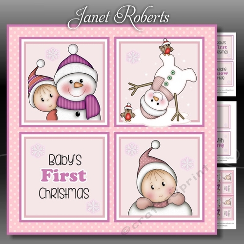 Baby Girl 1st Christmas Squares Mini Kit