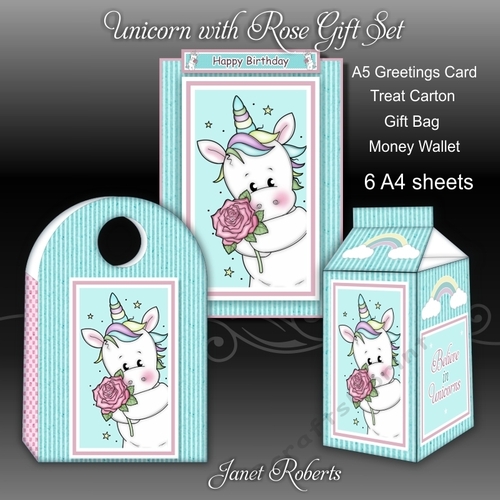 Unicorn with Rose Gift Set with Ages 1 to 8 Years