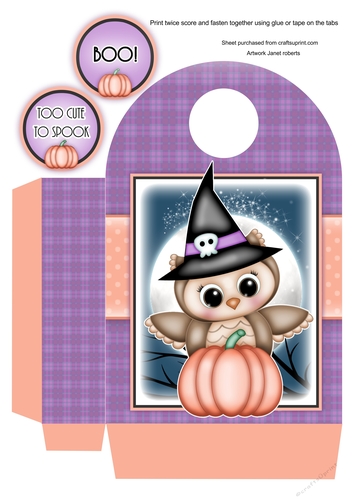 Too Cute to Spook Owl Treat/Gift  Bag