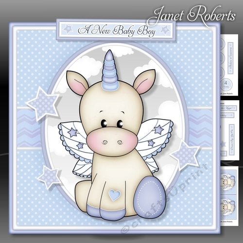 Baby Unicorn Blue Mini Kit. New Baby Boy. Birthday With Ages