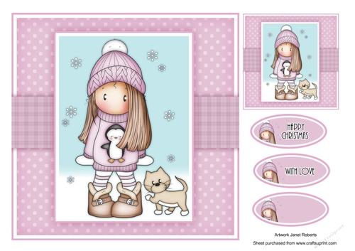 Chloe in Penguin Jumper Quick Card - Original Artwork