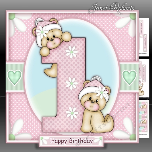 1st Birthday Bears Girl Mini Kit
