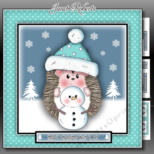 Hedgy With Snowman Blue Mini Kit