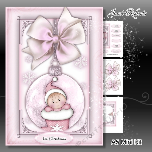 A5 Baby Girl Stocking Bauble Mini Kit