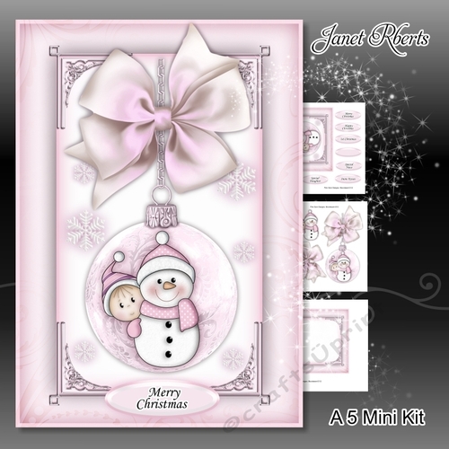 A5 Baby Girl Snowman Bauble Mini Kit