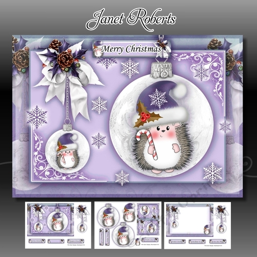 Hedgy With Candy Cane A5 Lilac Mini Kit