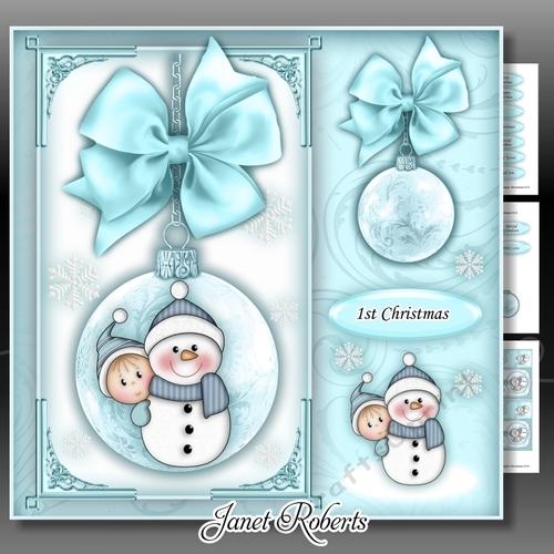 Baby Boy Snowman Bauble Square Mini Kit