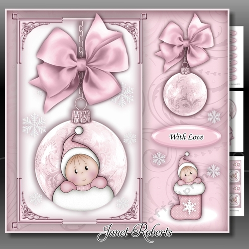 Baby Girl Stocking Bauble Square Mini Kit