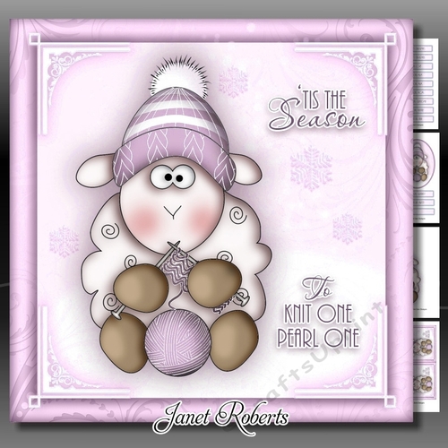 Winter Knitting Sheep Pink Mini Kit