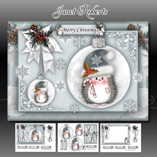 Hedgy With Candy Cane Silver  A5 Mini Kit