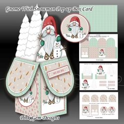 Gnome With Snowman Pop Up Box Card