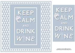 Keep Calm & Drink Wine Birthday Card (blue)