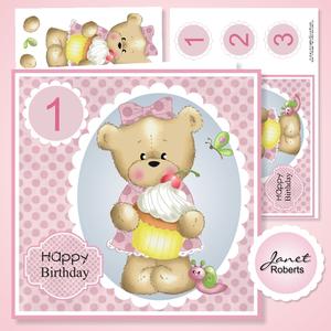Cupcake Bella - Cute Teddy Birthday Card