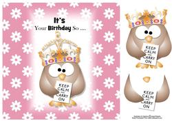 It's Your Birthday Keep Calm Owl - Pink