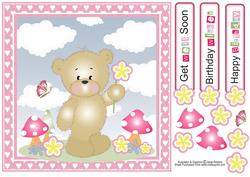 Teddy with Flower Birthday/get Well Card