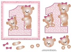 Girl Teddies First Birthday Topper