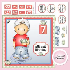 Andy with Frogs Card Topper Mini Kit