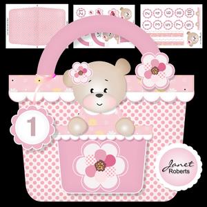 Teddy Handbag Card Large Pink Spotty