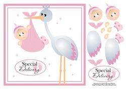 Special Delivery Baby Girl Pink Card Topper