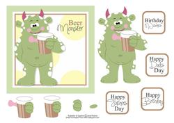 Beer Monster Birthday/fathers Day Card Topper