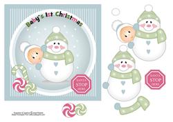 Baby's 1st Christmas Snowman Topper Blue