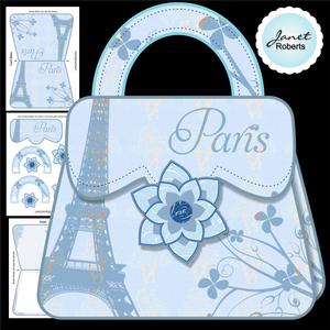 Shabby Chic Blue Parisienne Handbag Card