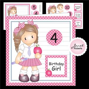 School Girl Chloe Birthday/thank You Teacher Topper