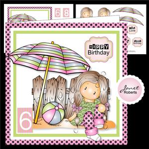 Chloe at the Beach Card Topper