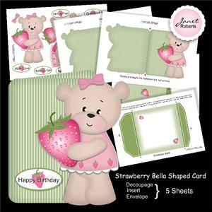 Strawberry Bella (teddy) Shaped Card Kit